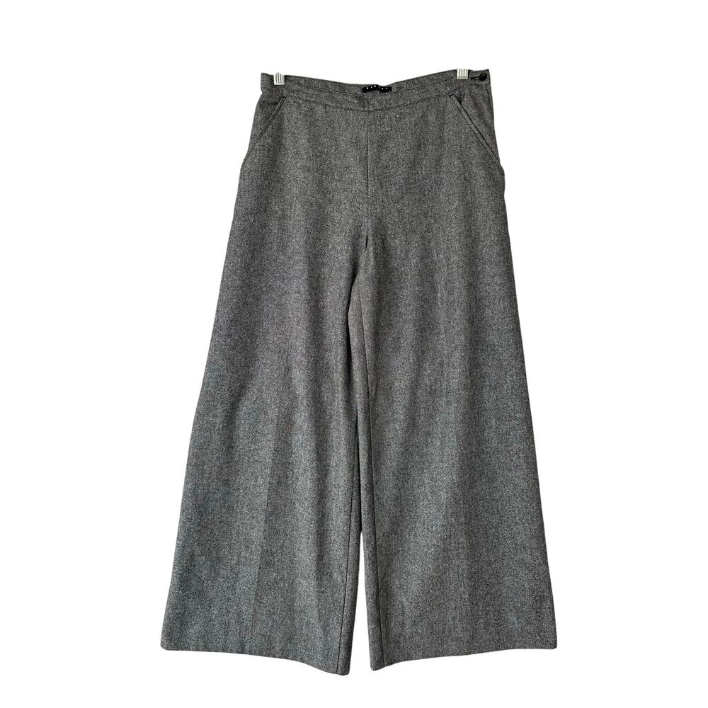 Sisley Italian Wool Blend Wide Leg Trouser Pants Grey Size 42 (US 4-6, Small)